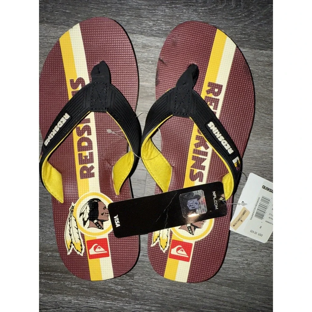Men's size 8 NFL Washington‎ Redskins Quiksilver flip-flops Commanders Rare